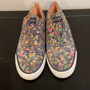 Navy and Floral Sperry Top-Sider Sneakers